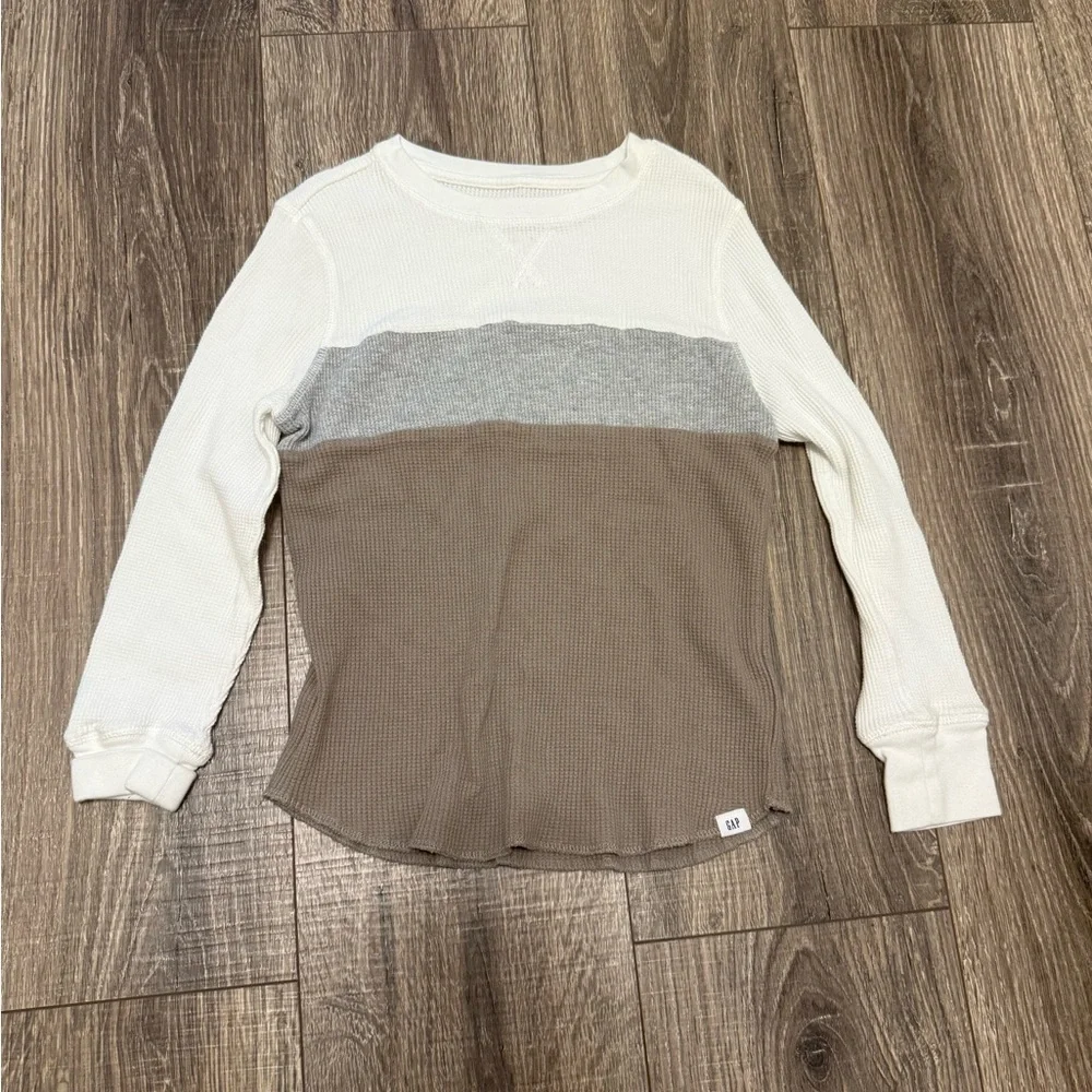 Gap Kids Color Block Thermal White Beige Size S